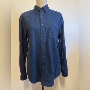 J. CREW-Navy Brown Heathered
Chamois Elbow Patch Long Sleeved Shirt